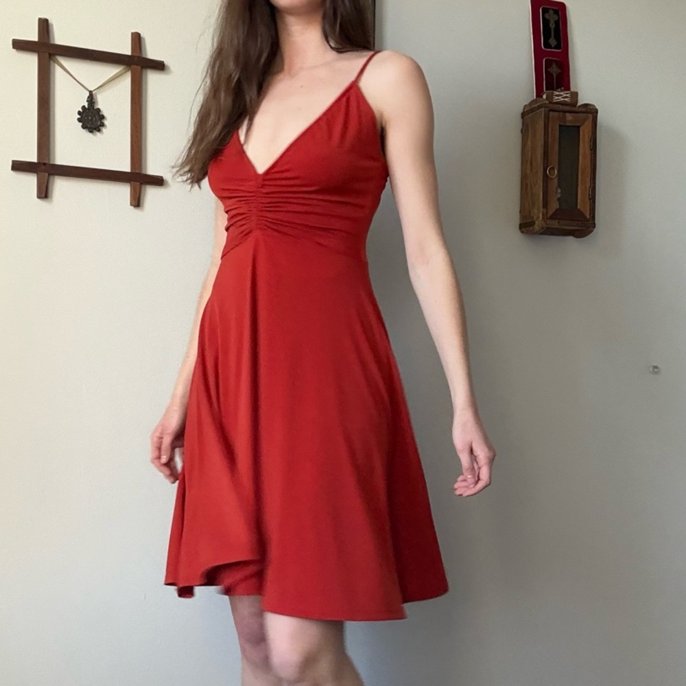 terracotta dark orange Sleeveless Dress - Picture 2 of 5